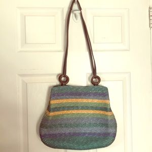 St. John's Bay multicolor blue green straw bag