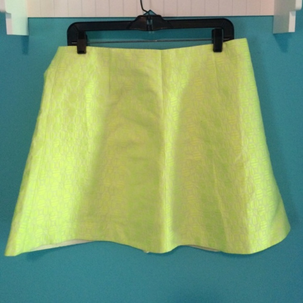 VGUC J Crew neon yellow Jacquard tulip skirt