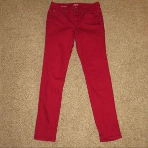 Red skinny jeans - size 2