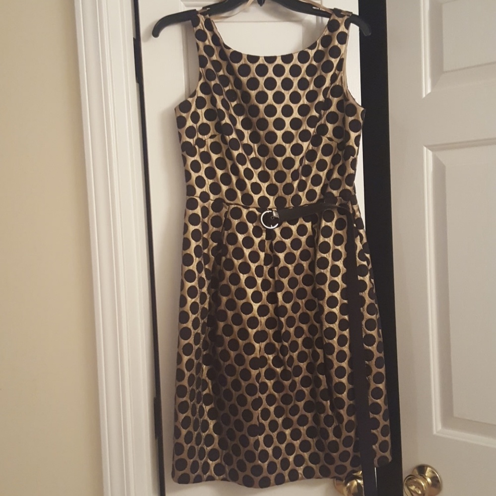 Gold and Black Polka Dot Formal Dress