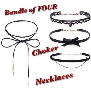 NEW Bundle /FOUR Assorted Black Choker Necklaces