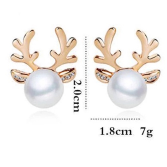 New Gold Reindeer Jewelry Rudolf Reindeer Games Holiday Set Bambi Fawn Lover - Picture 7 of 8