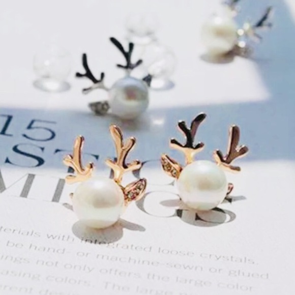 New Gold Reindeer Jewelry Rudolf Reindeer Games Holiday Set Bambi Fawn Lover - Picture 5 of 8