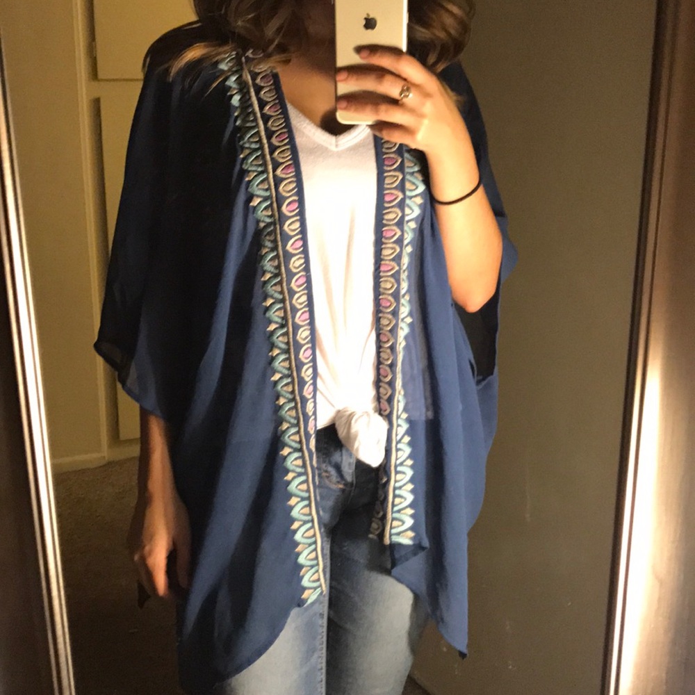 Blue sheer kimono