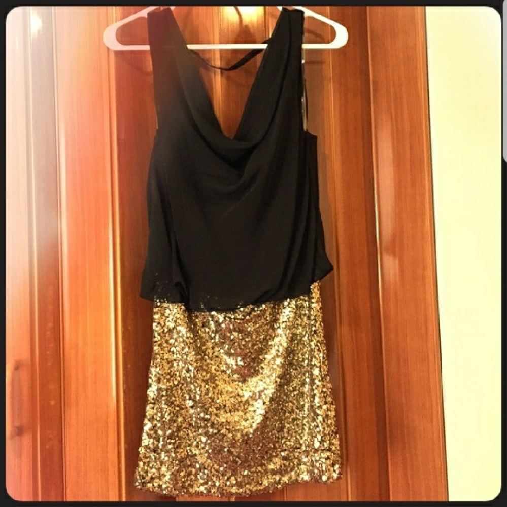 Black with Gold Sequin Dress