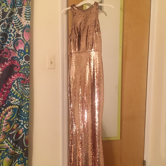 Rose Gold Sequin Maxi Gown - Picture 2 of 6