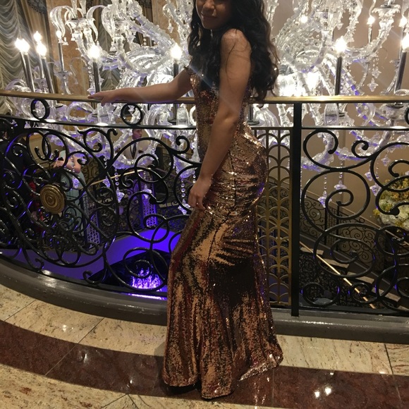 Rose Gold Sequin Maxi Gown - Picture 5 of 6