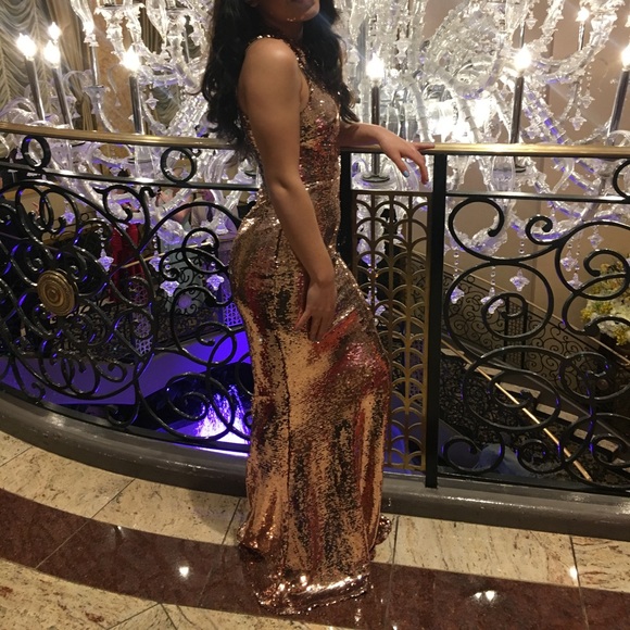 Rose Gold Sequin Maxi Gown - Picture 6 of 6