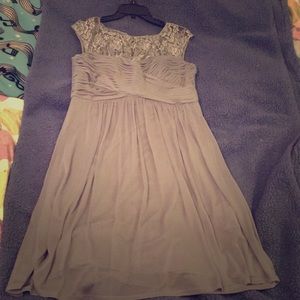 Grey lace bridesmaid dress