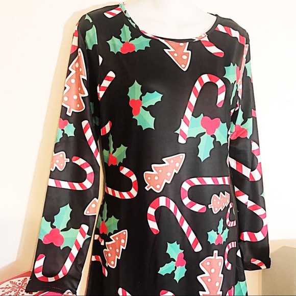 Candycane Mistletoe Christmas Holiday Fun Dress - Picture 2 of 3