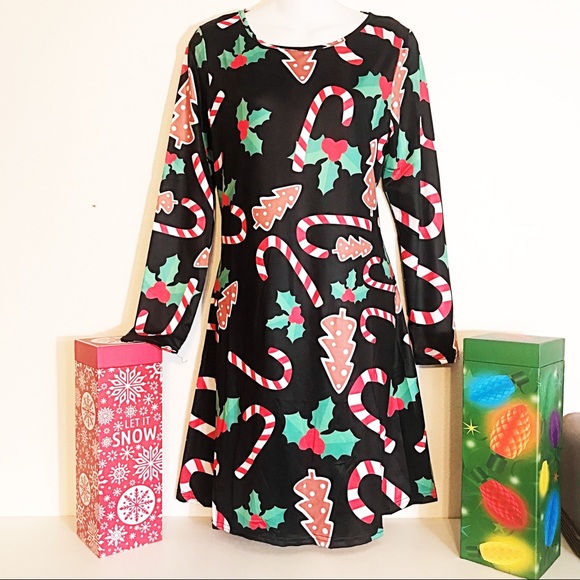 Candycane Mistletoe Christmas Holiday Fun Dress - Picture 3 of 3
