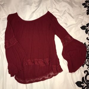 Hollister red long sleeve bell top