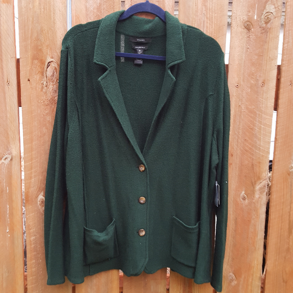 Tahari Forest Green Cardigan