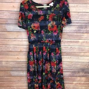 Floral and stripe LuLaRoe Amelia