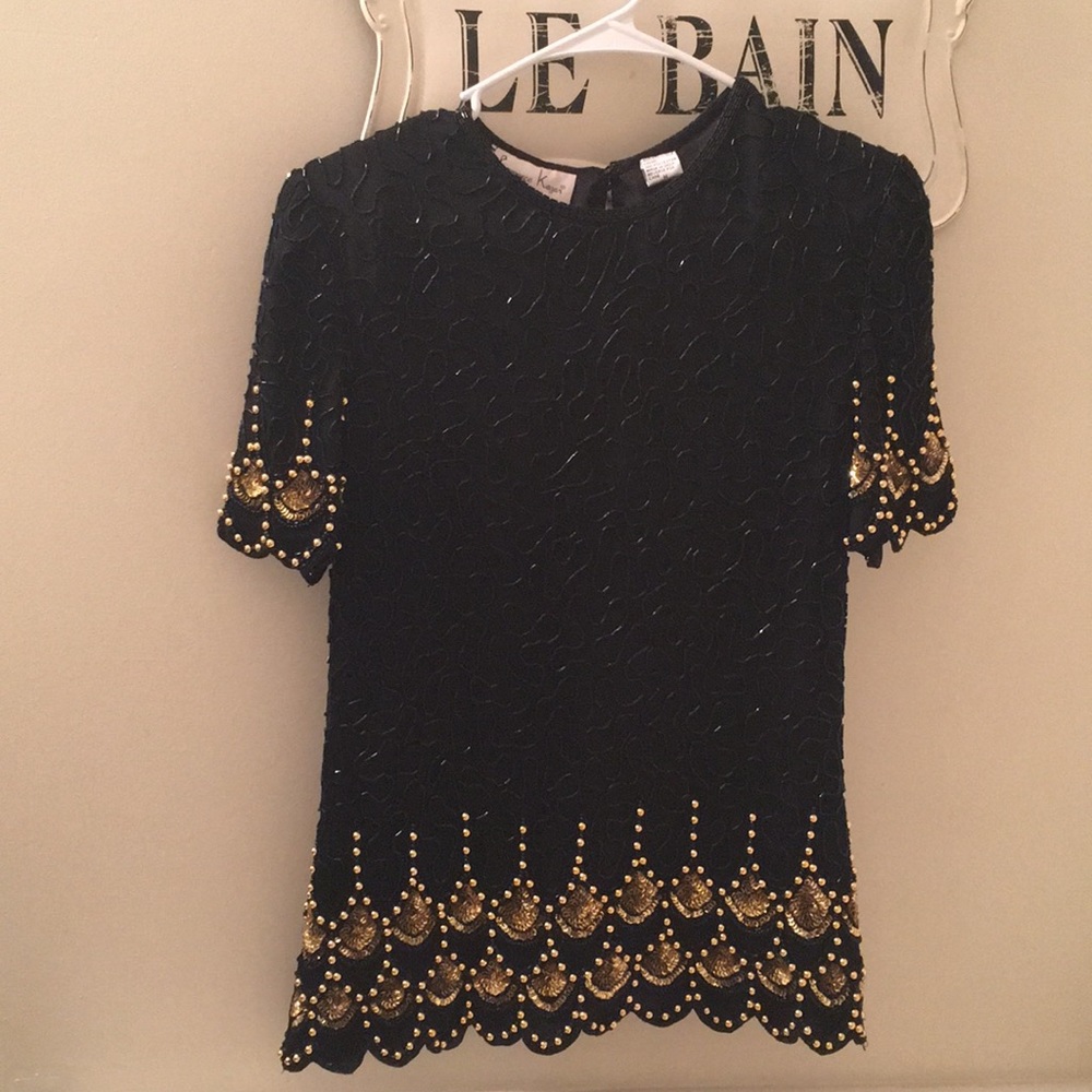 Black and gold sequined New Years VINTAGE TOP!