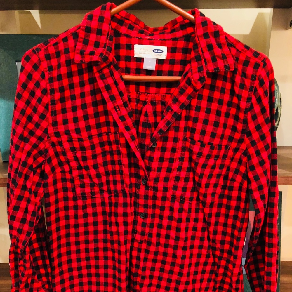WORN ONCE Red Flannel Old Navy Top