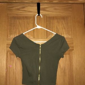 Olive green low cut crop top