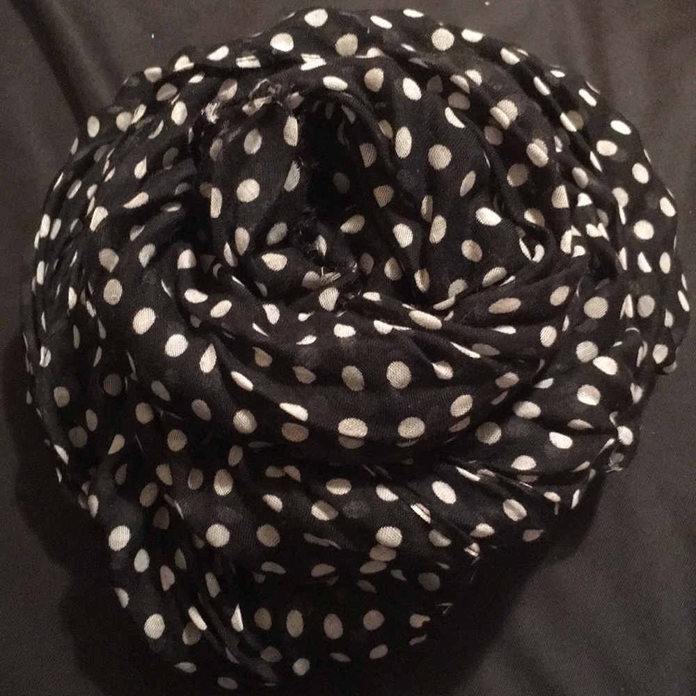 Black and white polka dot scarf