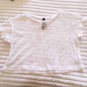 White fishnet crop top