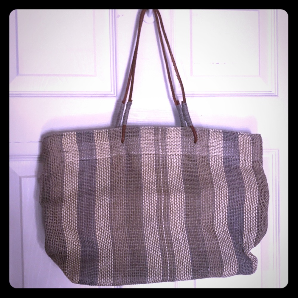 Canvas striped tote