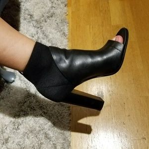 Vince black felt & leather booties