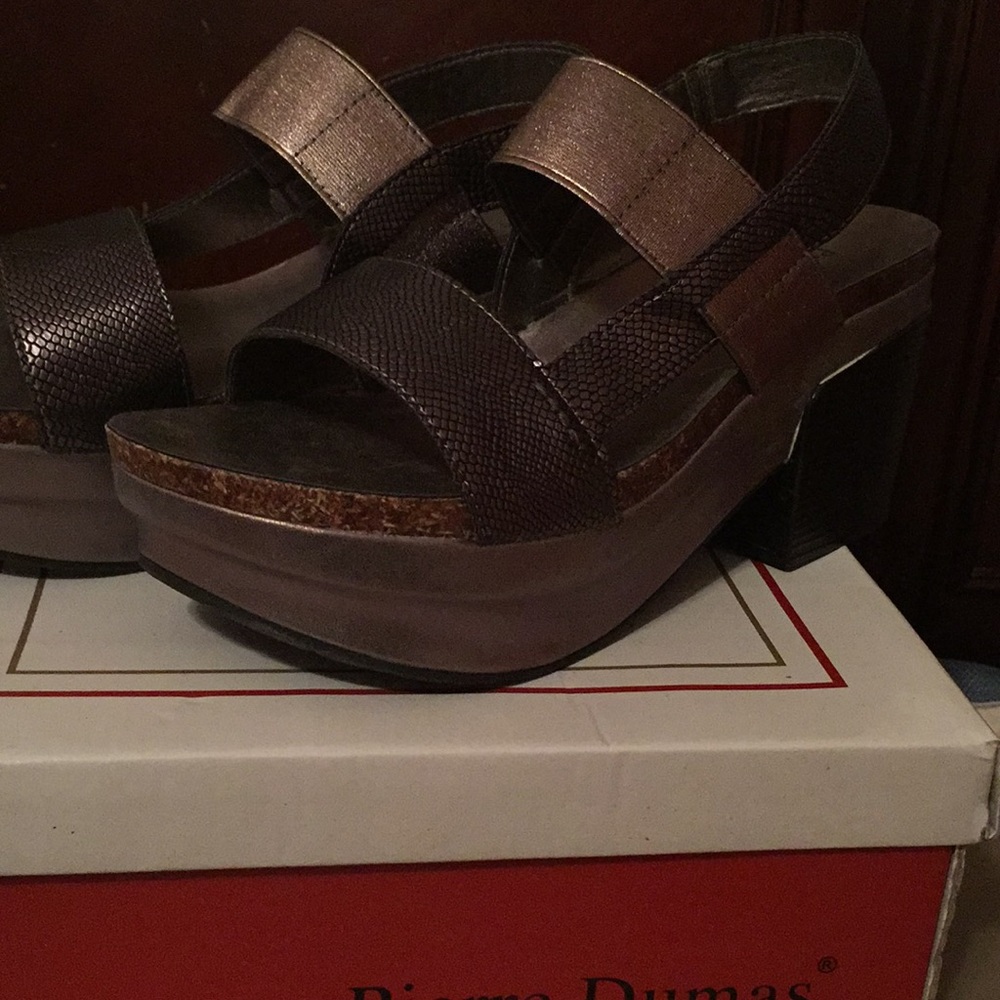 Ladies Luann Pewter wedge sandal