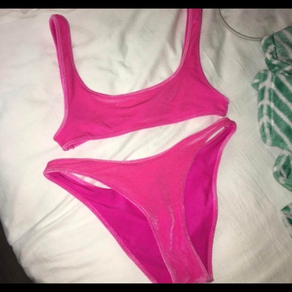 Hot pink triangle bikini