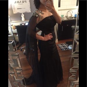 Sheer cape formal gown