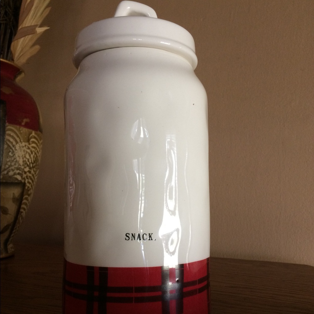 Rae Dunn Snack Canister red plaid Christmas