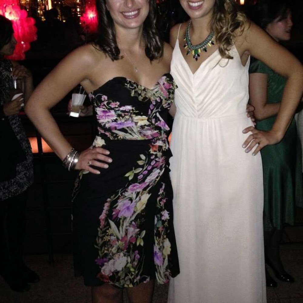 Floor length cream bridesmaids dress