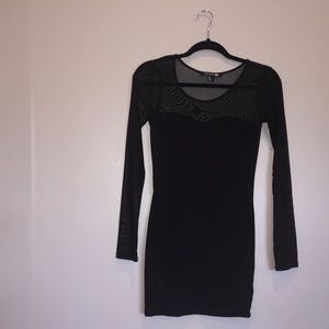 Black bodycon forever 21 mesh long sleeve dress