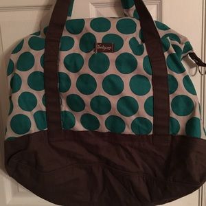 Teal polka dotted weekender/gym/travel bag. 💼
