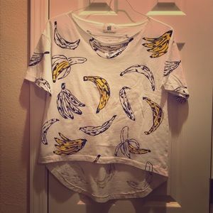 White and Yellow Banana T-Shirt S/M 100% Cotton