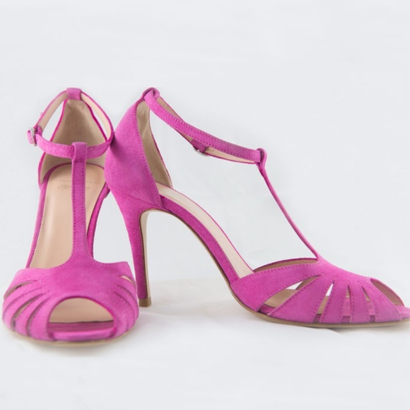 Irene Costa Pink Peep Toe T Bar T strap Sandals - Picture 2 of 6