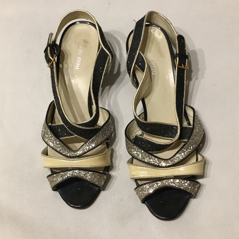 Miu miu sequin heels black