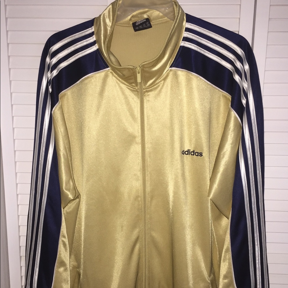 XXL MENS ADIDAS JACKET IN DARK BLUE AND GOLD