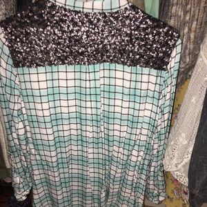 Vanity Sparkly Plaid Button Up