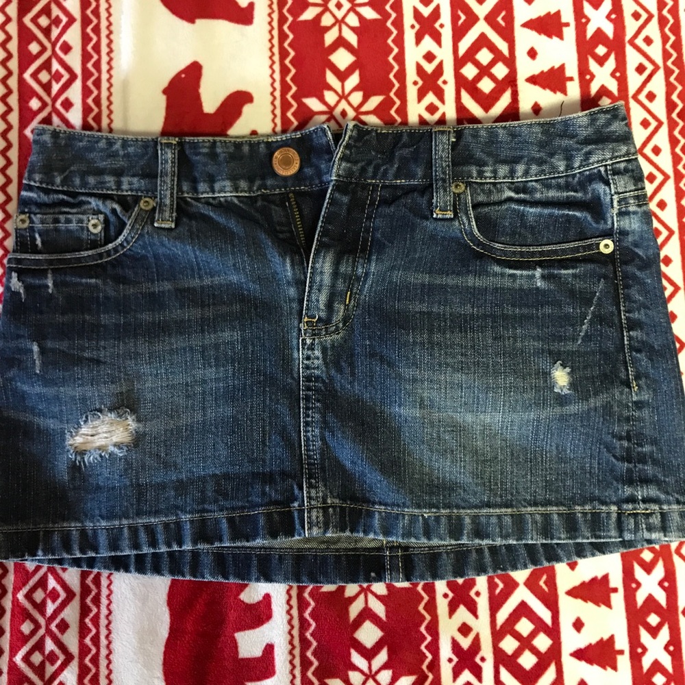 Distressed Denim Mini Skirt