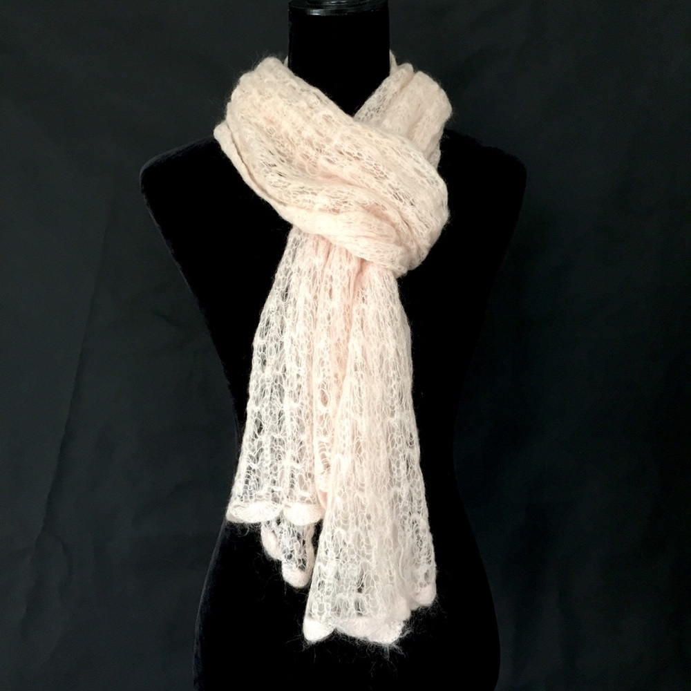 Baby Pink Lacy Knit Scarf