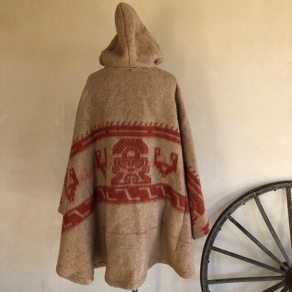 SOLD MEXICAN CAPE PONCHO Hooded Wood Toggles Rare - Picture 8 of 8