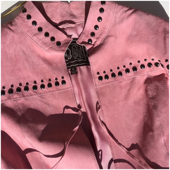 Chi by Falchi Pink Leather 70’s Style Jacket - Picture 1 of 8