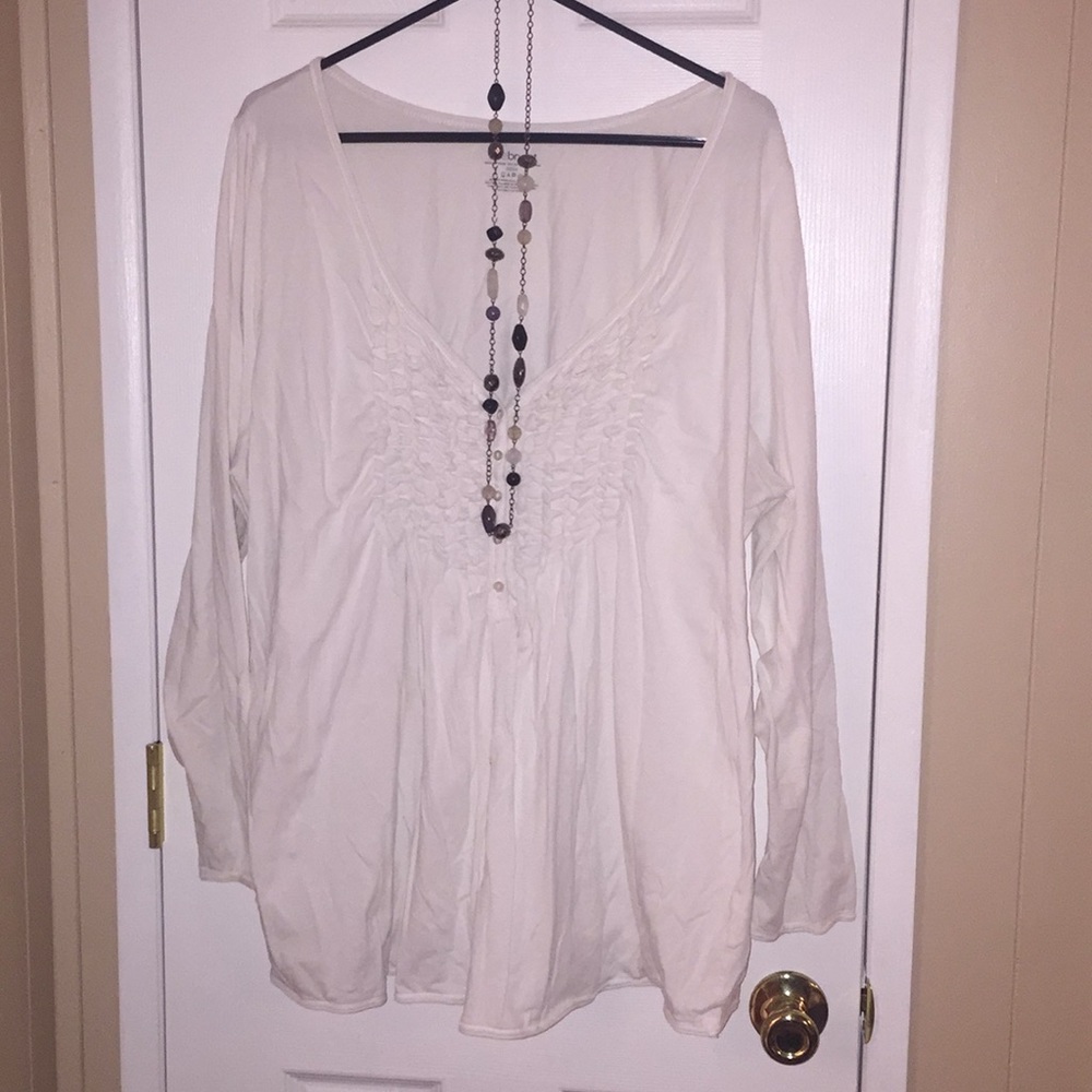 Ruffle ribbed front long sleeved top