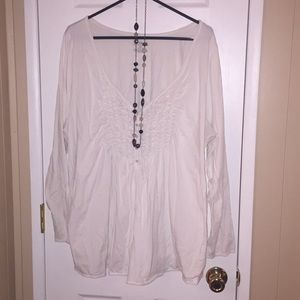 Ruffle ribbed front long sleeved top