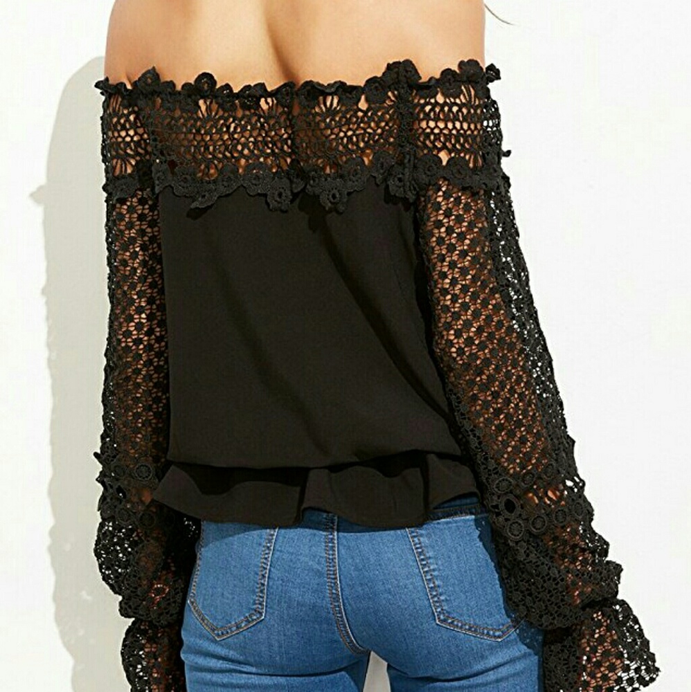 "Antoinette" lace off-shoulder blouse - Picture 2 of 4