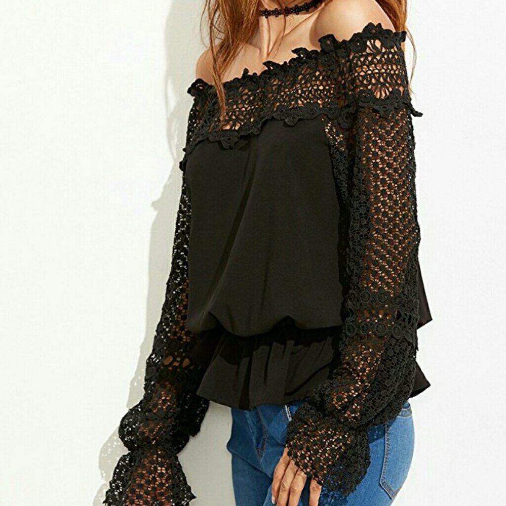 "Antoinette" lace off-shoulder blouse - Picture 3 of 4