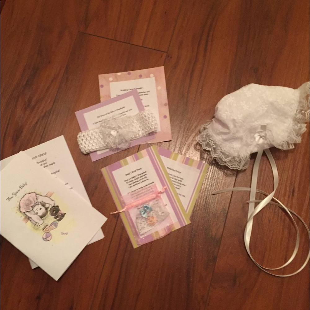Keepsake bonnet, headband & birth penny