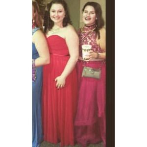 Raspberry colored Sequined Prom dress