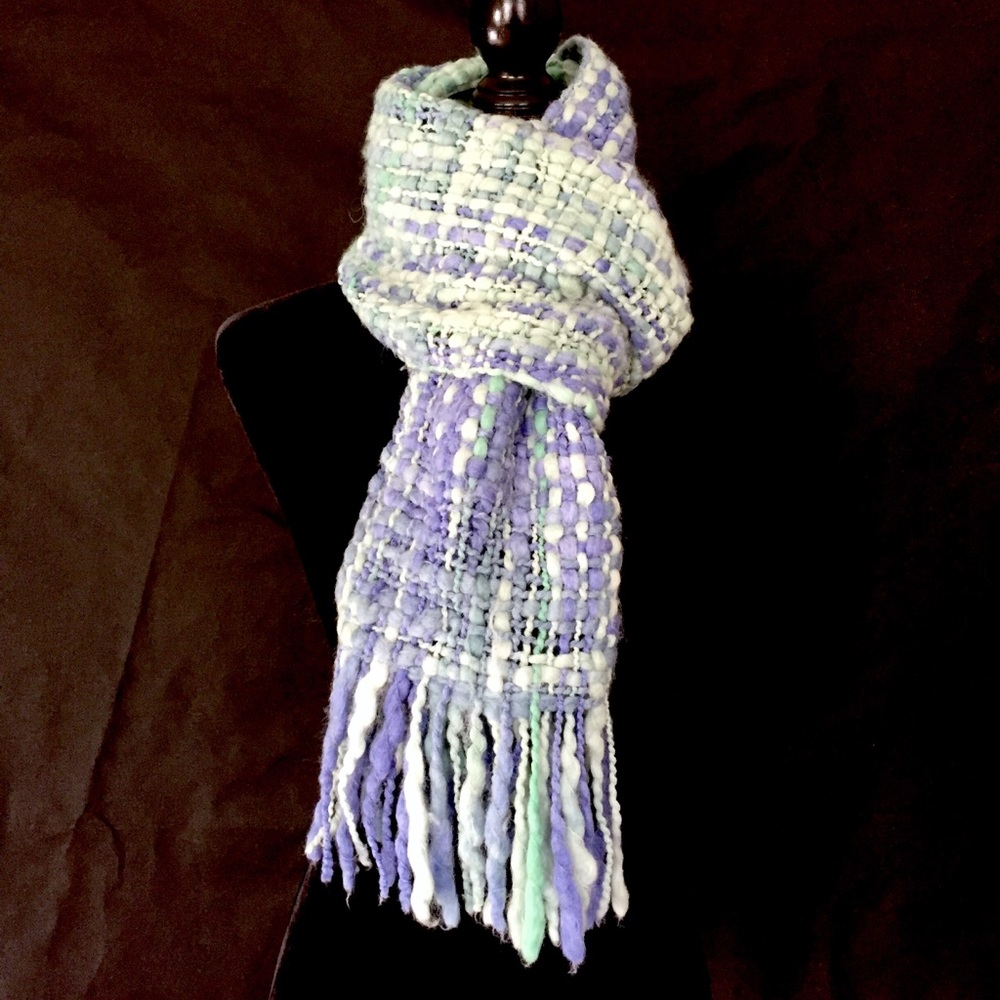 Imago Tuscia Periwinkle & Aqua Wool-blend Scarf