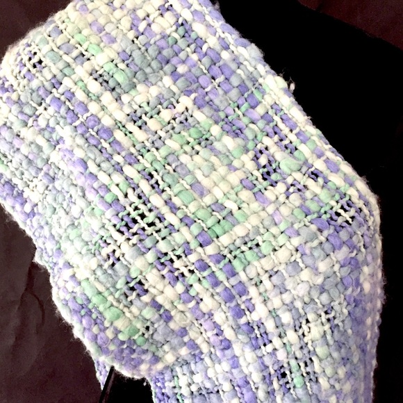 Imago Tuscia Periwinkle & Aqua Wool-blend Scarf - Picture 3 of 3