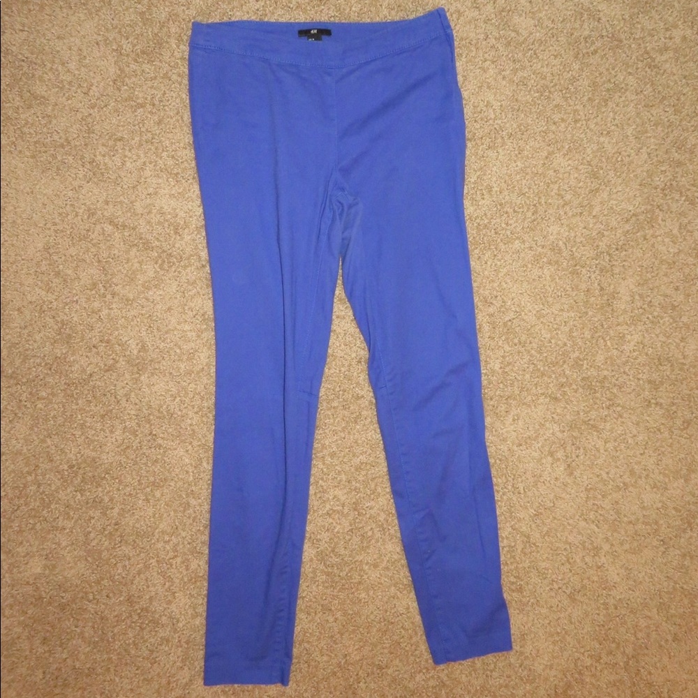 Blue high waisted side zip pants - size 8